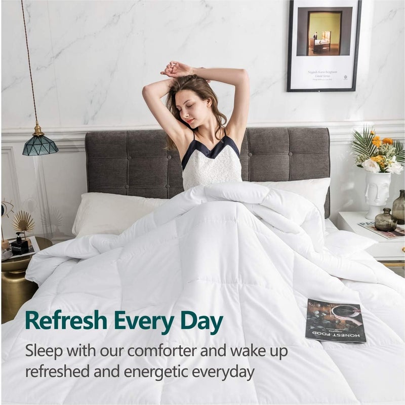 cozy night Cozynight Soft Twin Size Comforter Duvet Insert-Lightweight Down Alternative Comforter with Corner Tabs-Breathable Machine Washable Diamond Stitching (White,68"x86") - Image 4